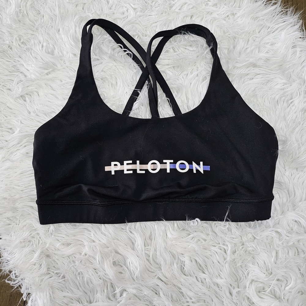 lululemon athletica Black Sports Bra with Multicolor Peloton Logo